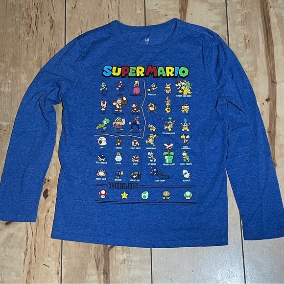 Gap Kids - 2 long sleeve graphic tees - boys size Medium - blue, navy - EUC - Picture 2 of 7